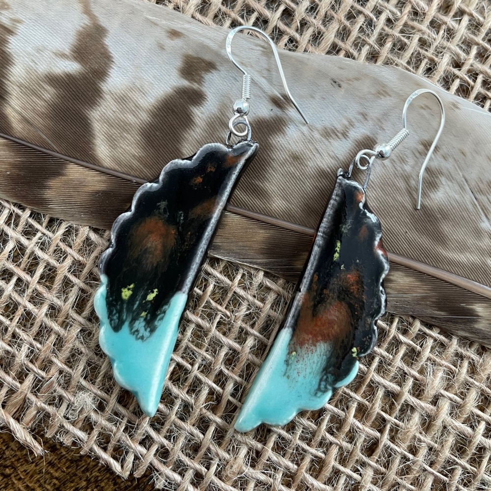 Handmade boho ceramic earrings